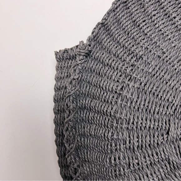 Urban Outfitters Large Round Straw Tote Bag Dark Gray Minimalist Summer Coastal - Picture 5 of 14